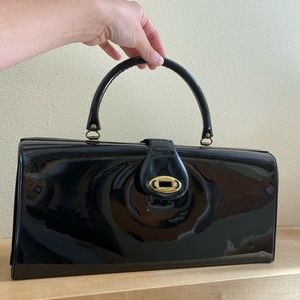 1940’s Vintage 🖤✨ Real Patent Leather Hand Bag Great Condition
